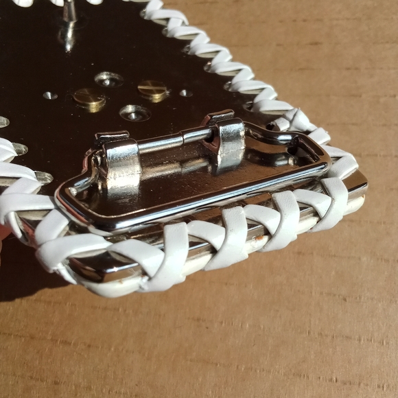 Vintage Playboy Bunny Belt Buckle White Leather Gold with Crystals - Picture 10 of 16